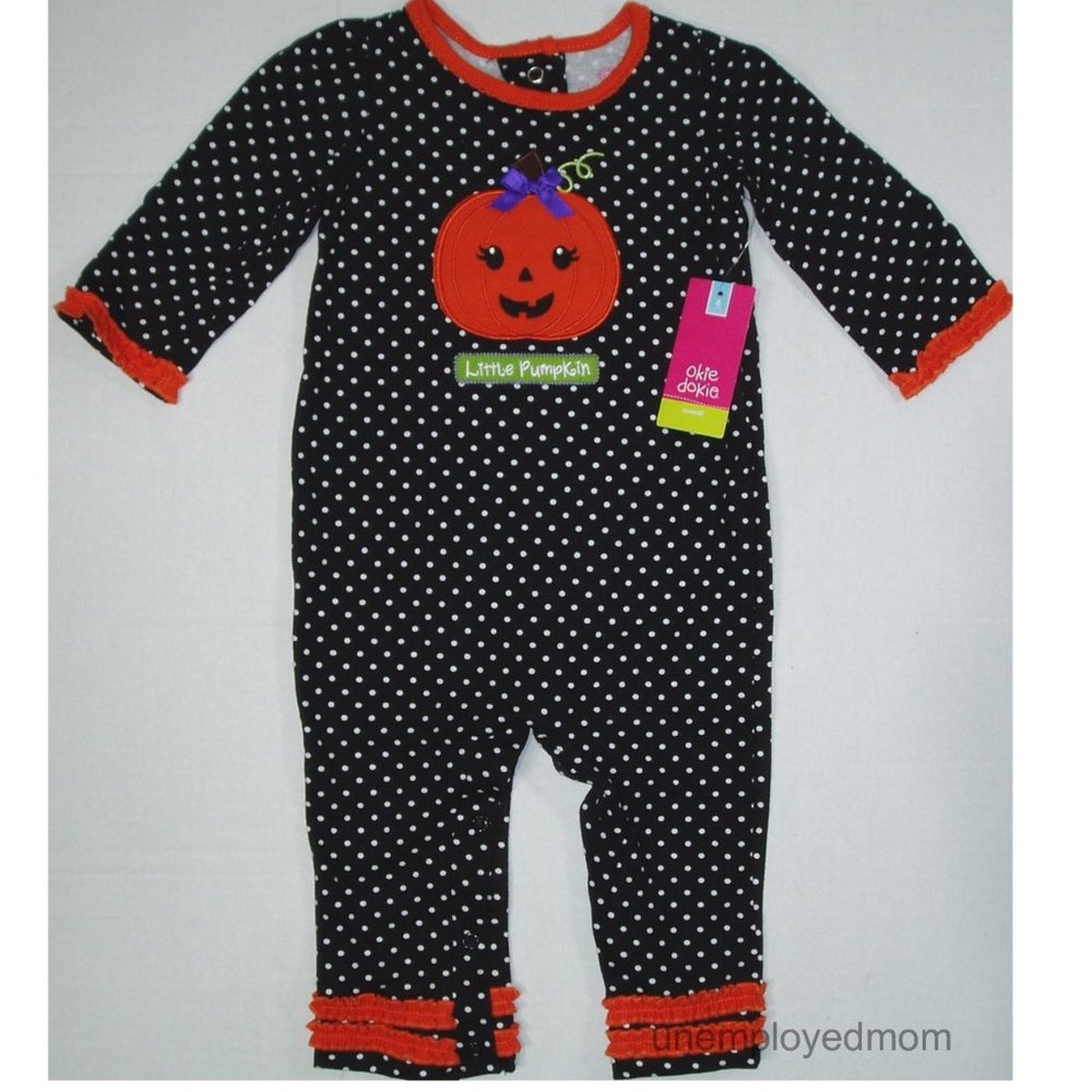 Girls Halloween Little Pumpkin Outfit Creeper Romper Baby One Piece